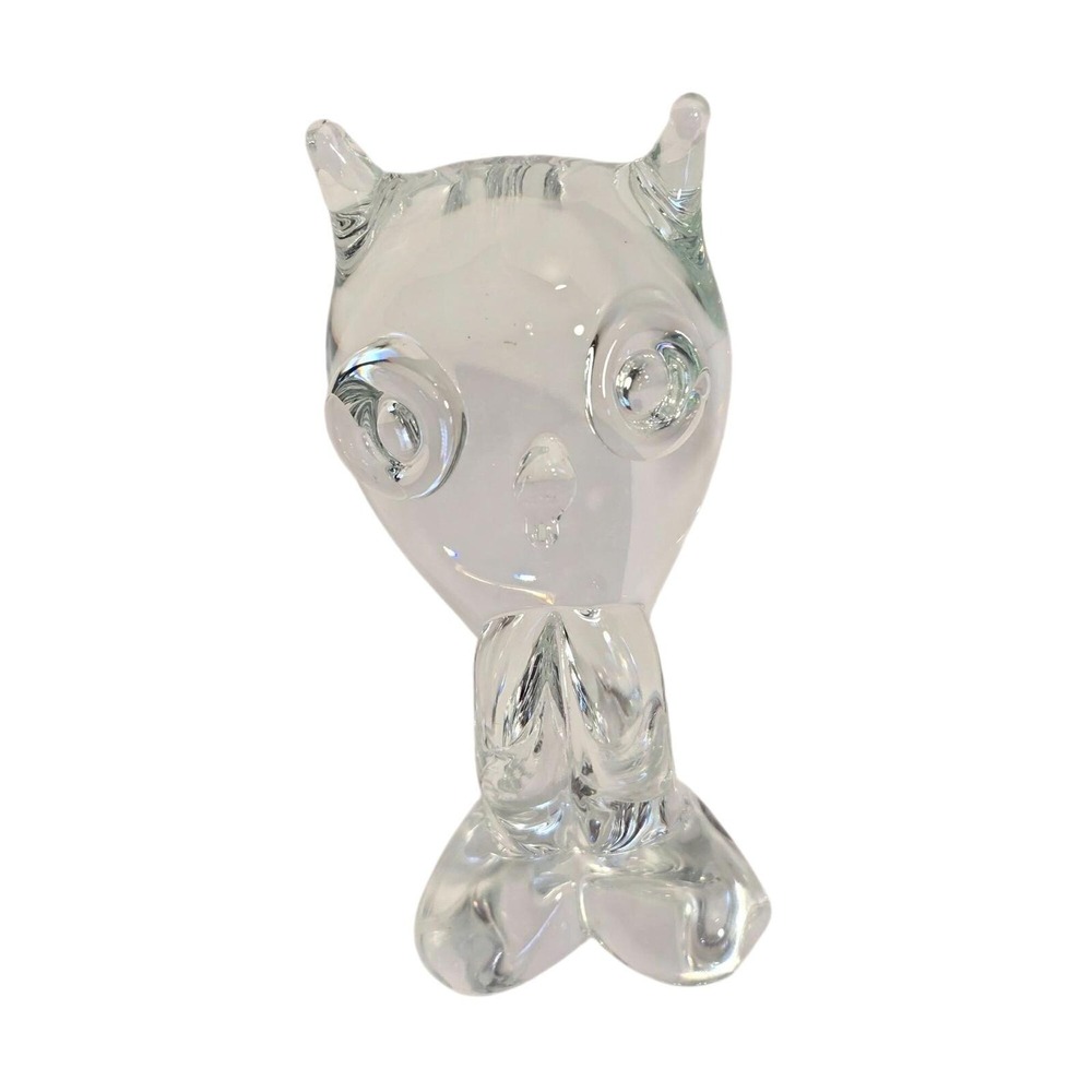 Vintage Mid Century Modern Hand Blown Lead‎ Crystal Owl KRISTALUXUS Collectible